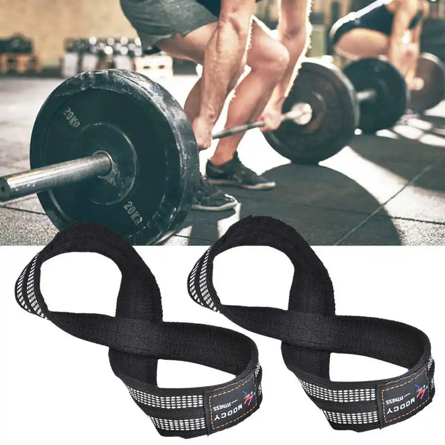 OneUP Wrist Straps Figure eight 8 Padded Cuff Gym Weight Lifting Deadlift Double 