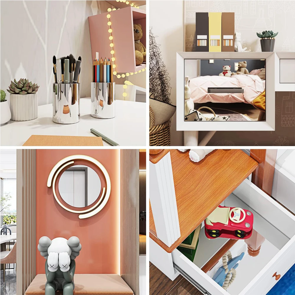 1roll 3D Mirror Wall Sticker Self-adhesive Lens Flexible DIY TV Background Sticker Removable Mirror Wall Non-glass Mirro