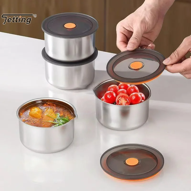 Stainless Steel Fresh-keeping Bowl Home Storage Preservation Sealed Box Portable Picnic Moisture-proof Food Fruit Bento Boxes