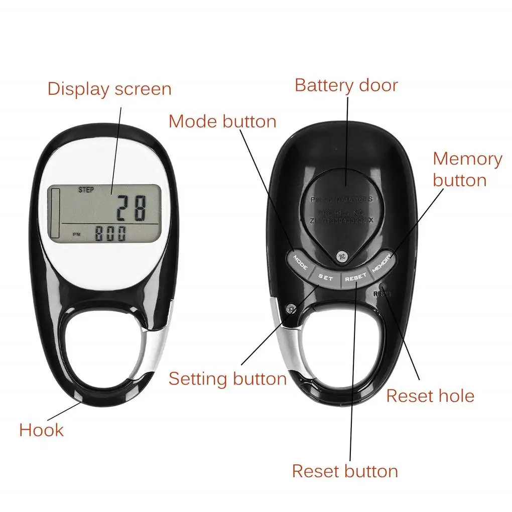 Digital Display Walking Pedometer Keychain Accurate Fitness Step