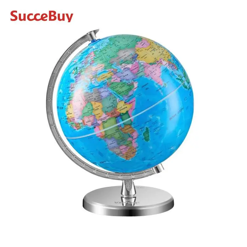 Rotating World Globe with Stand 8 in/203.2 mm Precise Time Zone ABS Material 360&deg; Spinning for Kids Geography Education SucceBuy