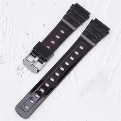 Transparent Waterproof Resin Watch Band with 18mm Rubber Sport Strap - 18mm (Black 01)