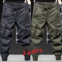 Men's Casual Workwear Pants Autumn Loose Fit Outdoor Wearable Trousers Wear Resistant Cuffed Leisure Pants Trendy plus Size