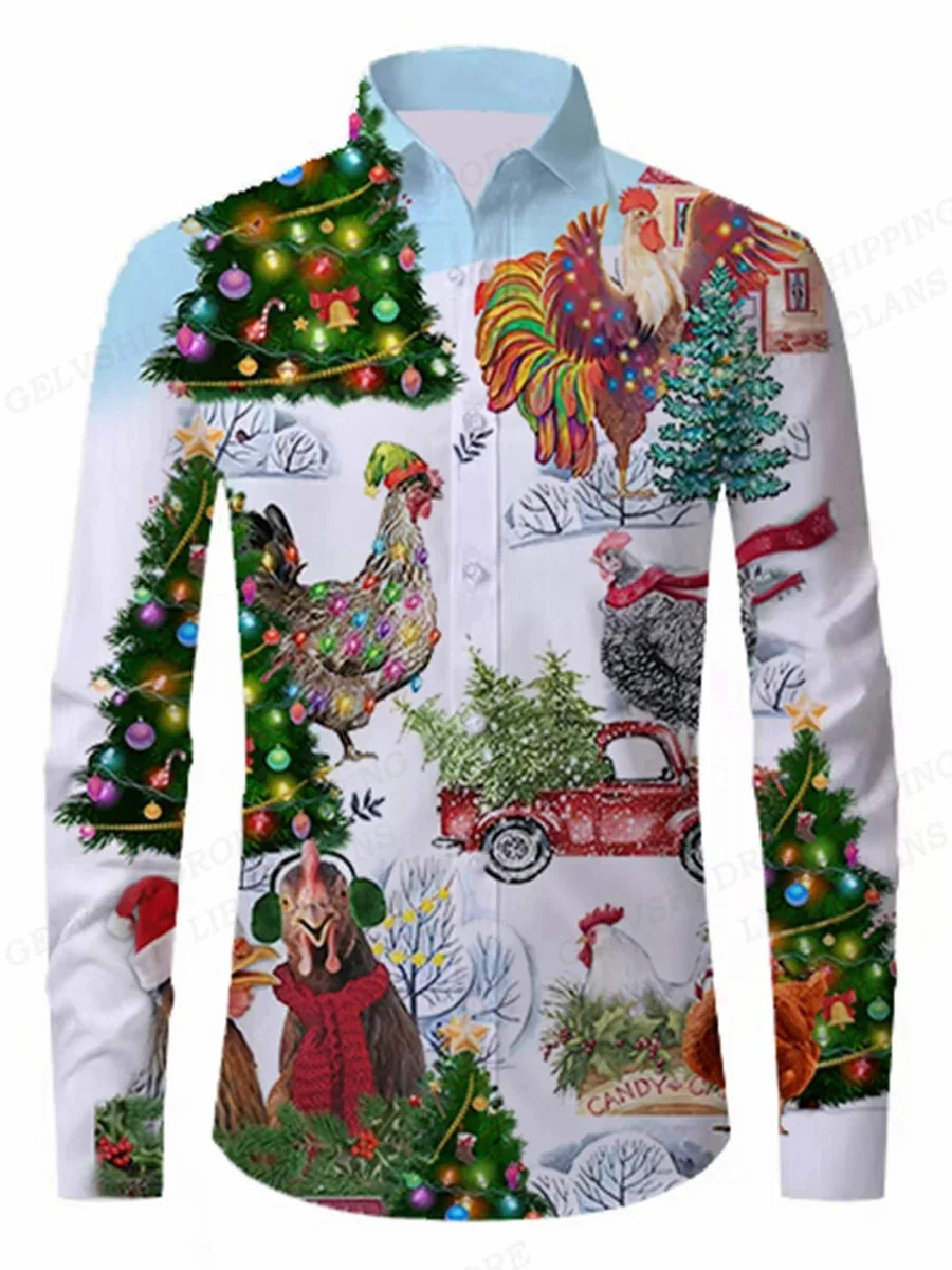 Santa Hawaiian Shirt Men's Fashion Shirt Christmas Hawaiian Shirt Beach Shirt Men's Lapel Camisa Unisex