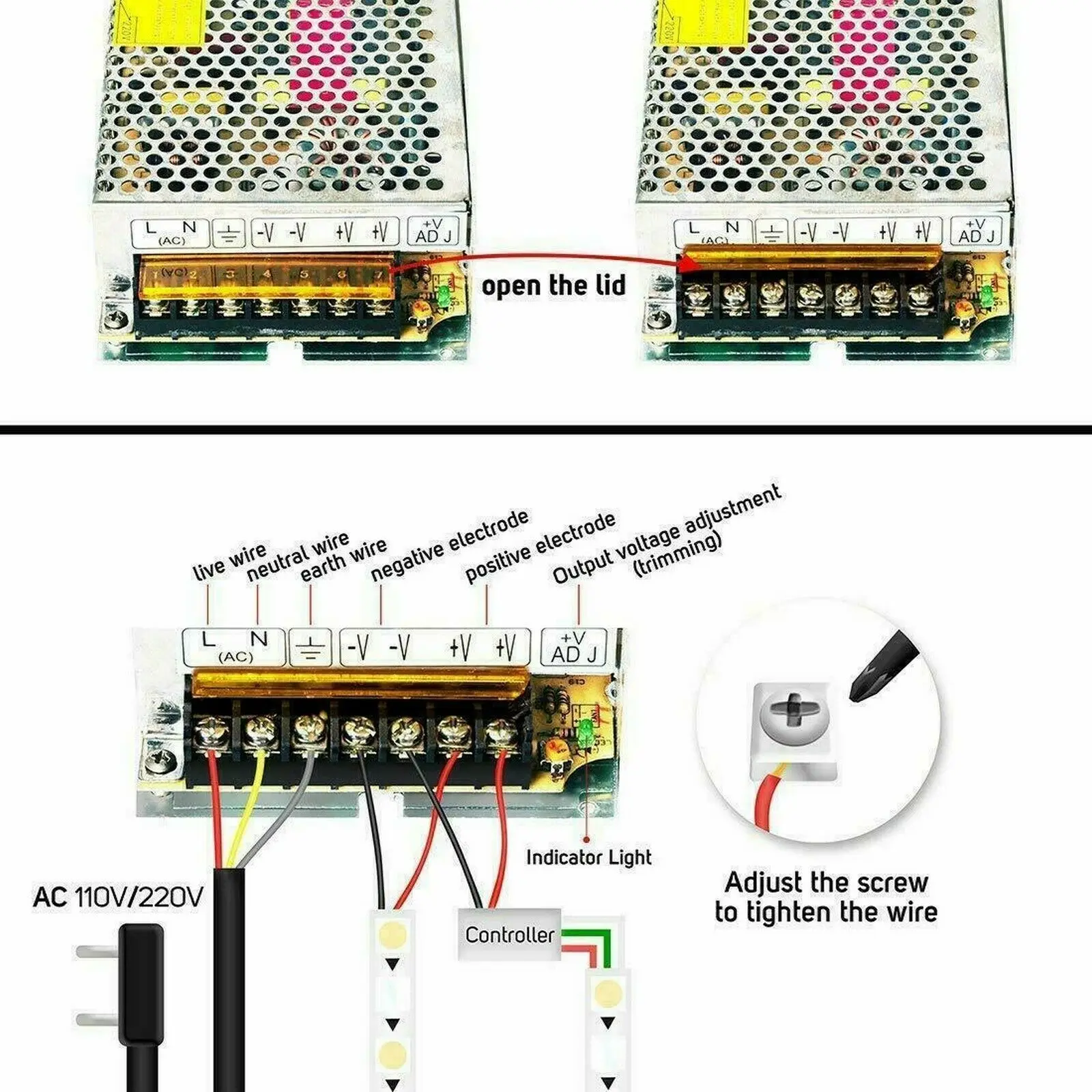 DC 5V 12V 24V 36V 48V 60V Switching Power Supply 2A 3A 4A 5A 8A 10A 15A 20A  25A 30A 40A 50A 60A 100A Transformer Power Adapter