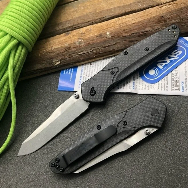 

Тактический складной нож Benchmade 9401-1 высокой твердости, ручка из углеродного волокна, каменная поверхность для мытья, ножи для повседневного использования