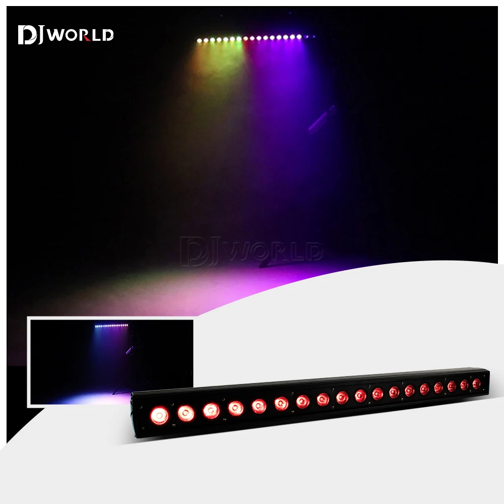 Djworld led light 18x18w wand wäsche rgbw 6 in1 bar sound lights nachtclub karaoke bühnen beleuchtung dj ausrüstung pferderennen lampe