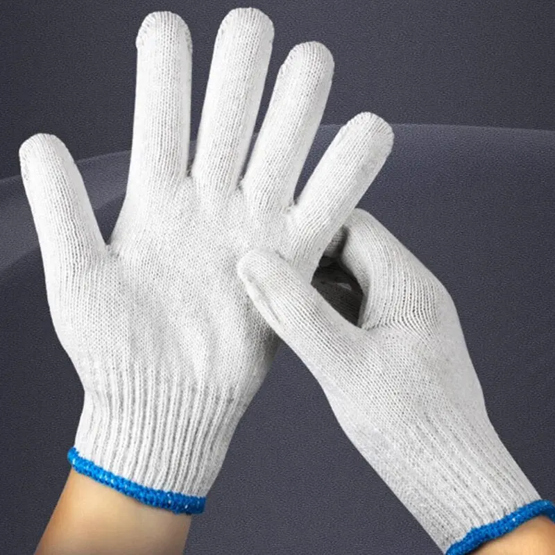 24pcs Protective Gloves Cotton Thread Gloves Work Thick Nylon White Yarn Wear Resistant Cotton Thread Gloves BEST SELLERS