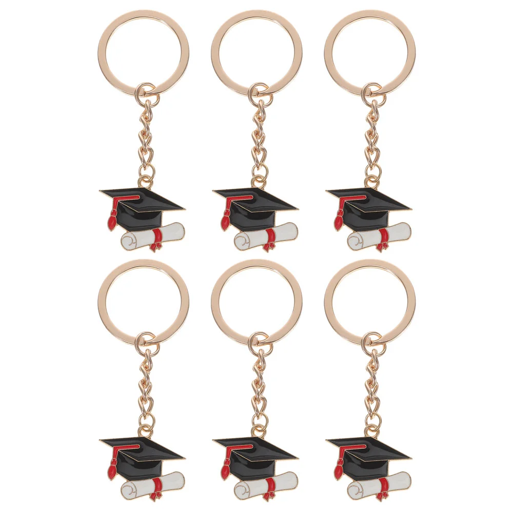 

6 Pcs Key Ring Doctor Hat Keychain Graduation Chains Keychains Gift Bag Pendant Keyring Student