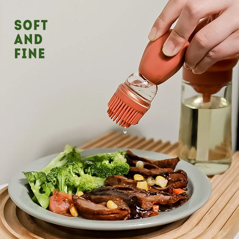 Oil Sprayer Oil Bottle Oil Bottle Brush Oil Brush Silicone Basting Brush 150ml Baking Oil Bottle Silicone Glass Oil Container With Brush Barbecue Spray Bottle Dispenser For Kitchen BBQ