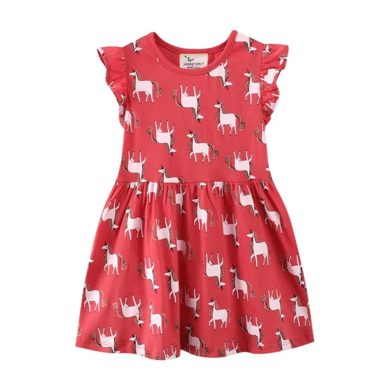 summer dresses	 Jumping Meters Girls Party Dresses Alpaca Print Hot Selling Children's Clothes Sleeveless Kids Animals Frocks Dress princess dress