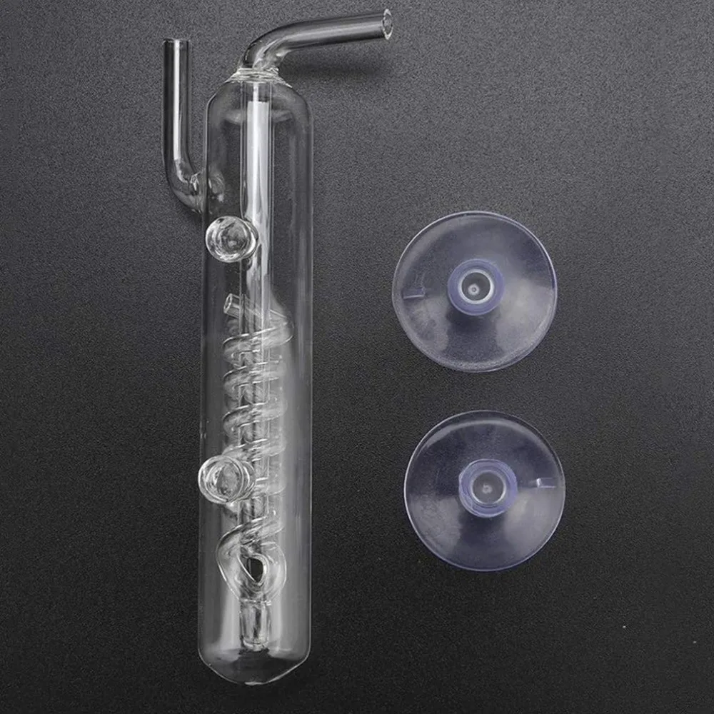 유리 CO2 버블 카운터 흡입 컵이 있는 고투명 CO2 디퓨저 실용적이고 버블 분무기를 막지 않는 실용적인 디퓨저 플랜트 탱크