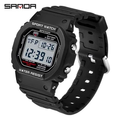 SANDA Luxury Military Sport Digital Men's Waterproof Watch with Alarm and Stopwatch (Black White)