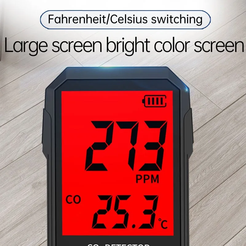 Maxgeek CO 감지기 일산화탄소 측정기, 블랙 화이트, 대형 컬러 스크린 및 사운드 알람, 1000PPM, 6 년 수명