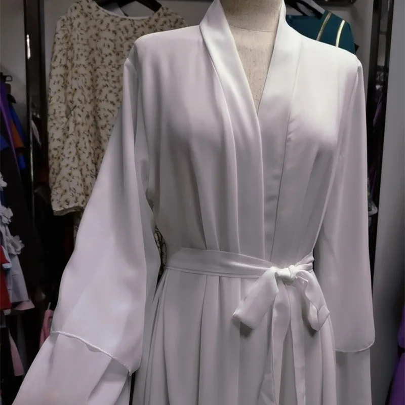 Women's Muslim Chiffon Robe, Soft Cardigan, Elegant, Large Size, Islamic Dress, Monochromatic, European and American, 2023