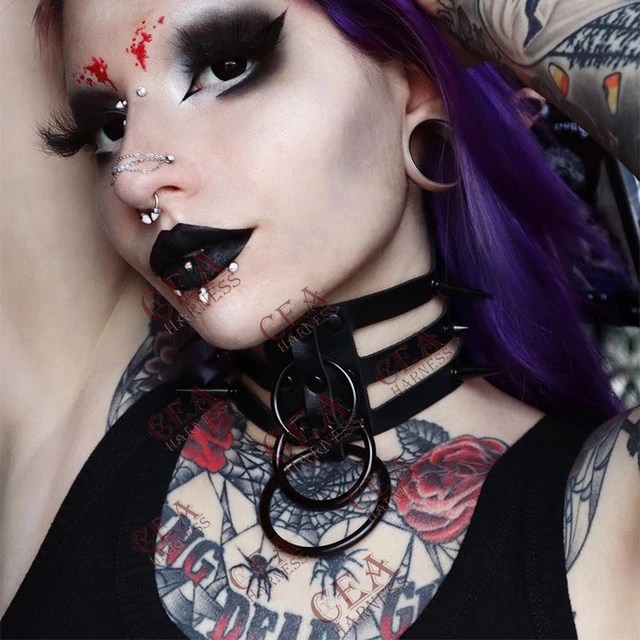 Gothic choker DOUBLE SPIKED CHOKER - Restyle