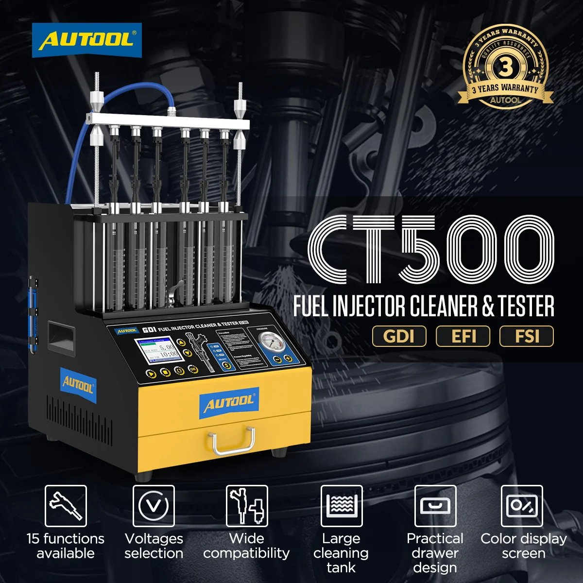 AUTOOL CT500 GDI EFI FEI Fuel Injector Cleaner & Tester Machine 6