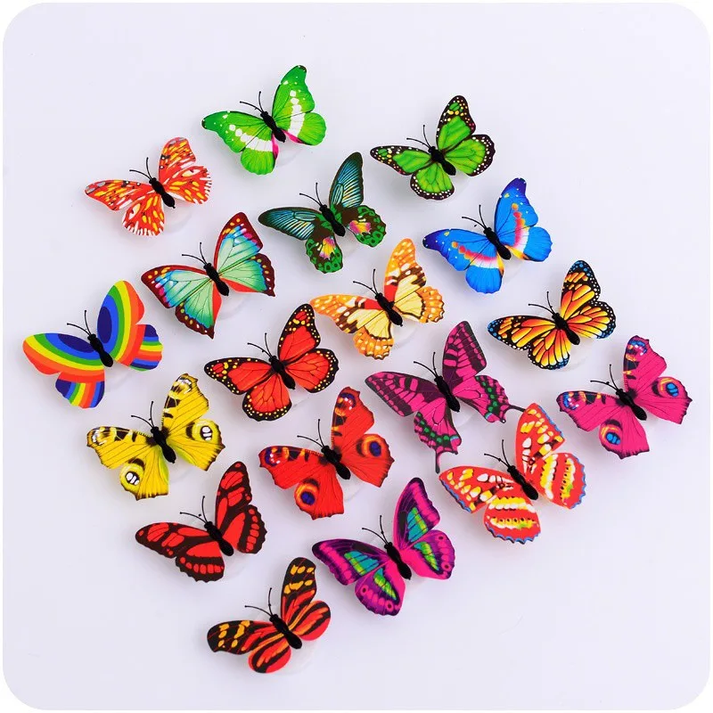 Butterfly Night Lights Pasteable Colorful Luminous 3D Butterfly Lamps Wall Stickers Home Decoration DIY Living Room Wall Sticker