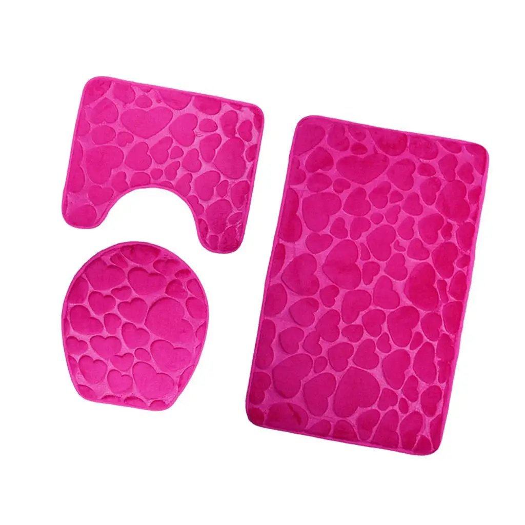 3 Pieces Bathroom Rugs Sets Non Slip Shag Bath Mat Rug for Bathroom And Kitchen Bedroom
