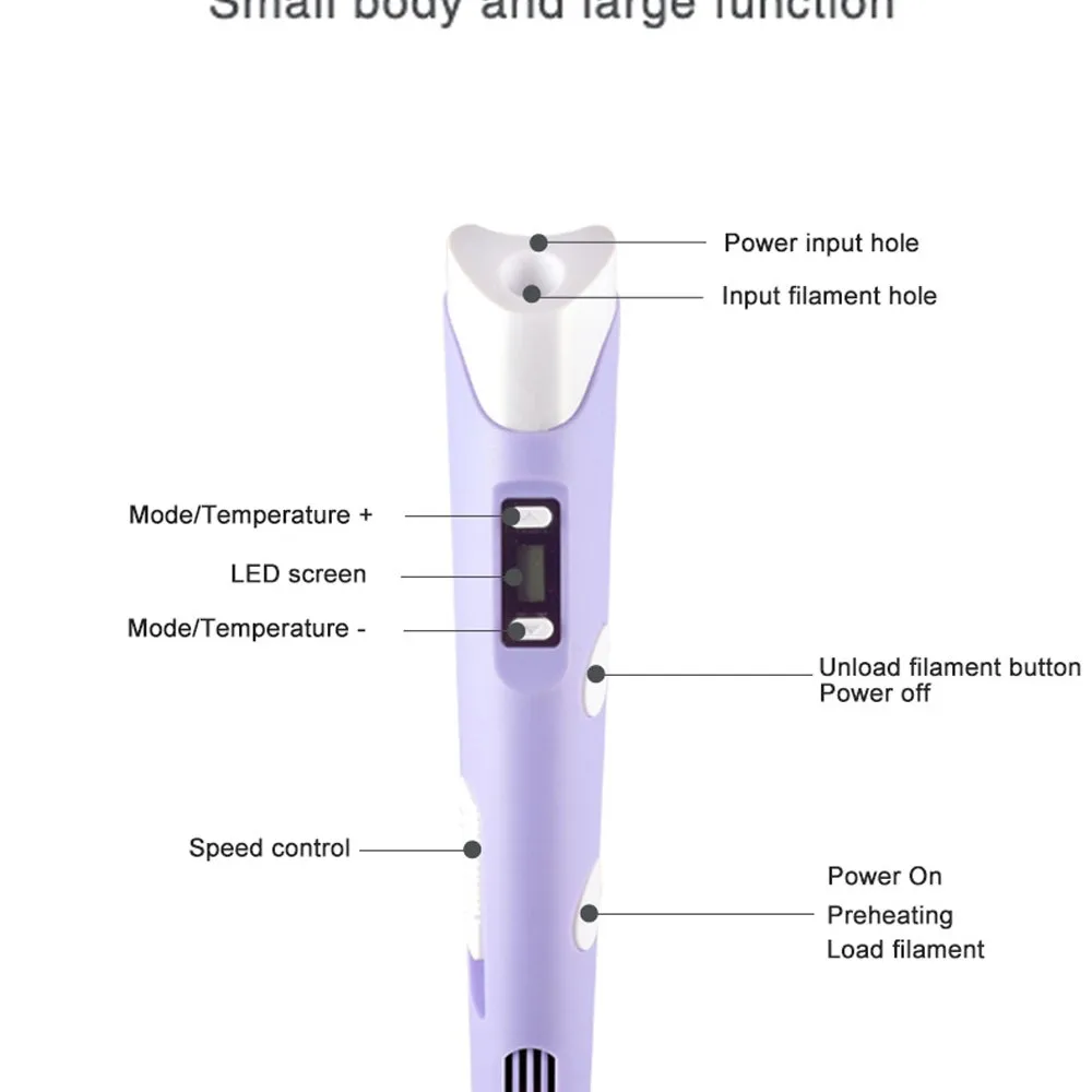 3D Printing Pen DIY Drawing Pen with LCD Screen Compatible PLA Filament Toys Safe Paiting for Children Christmas Birthday Toys 3d printing pen