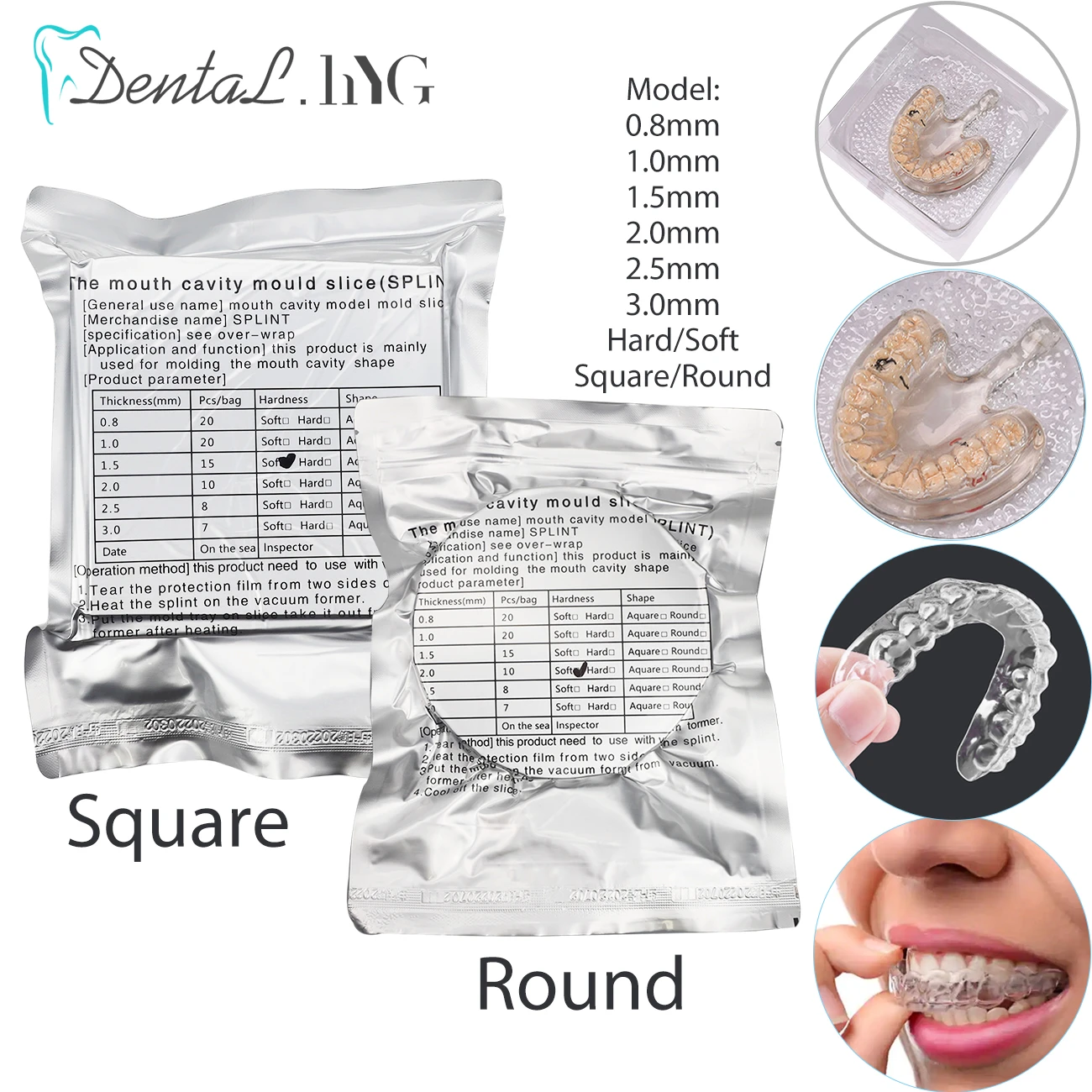 0.8/1.0/1.5/2.0/2.5/3.0mm Dental Lab Orthodontic Splint Retainer Slice
