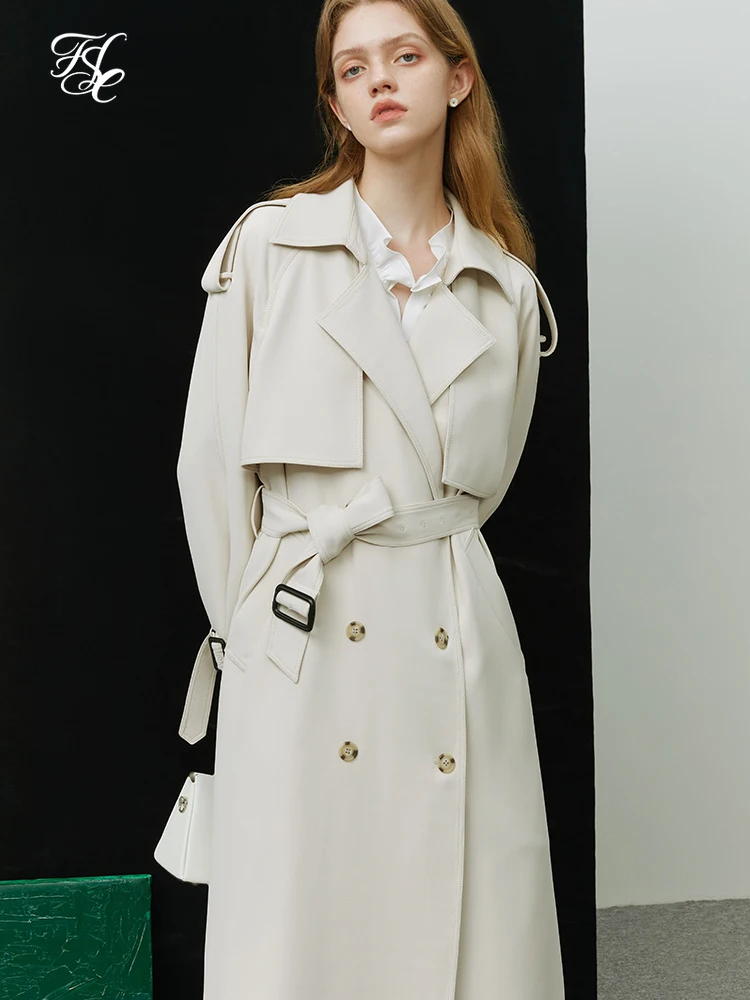

FSLE Hepburn Style British Casual Women Trench Coats Autumn 2022 New Commuter Office Lady Loose Tube Female Mid-length Trench