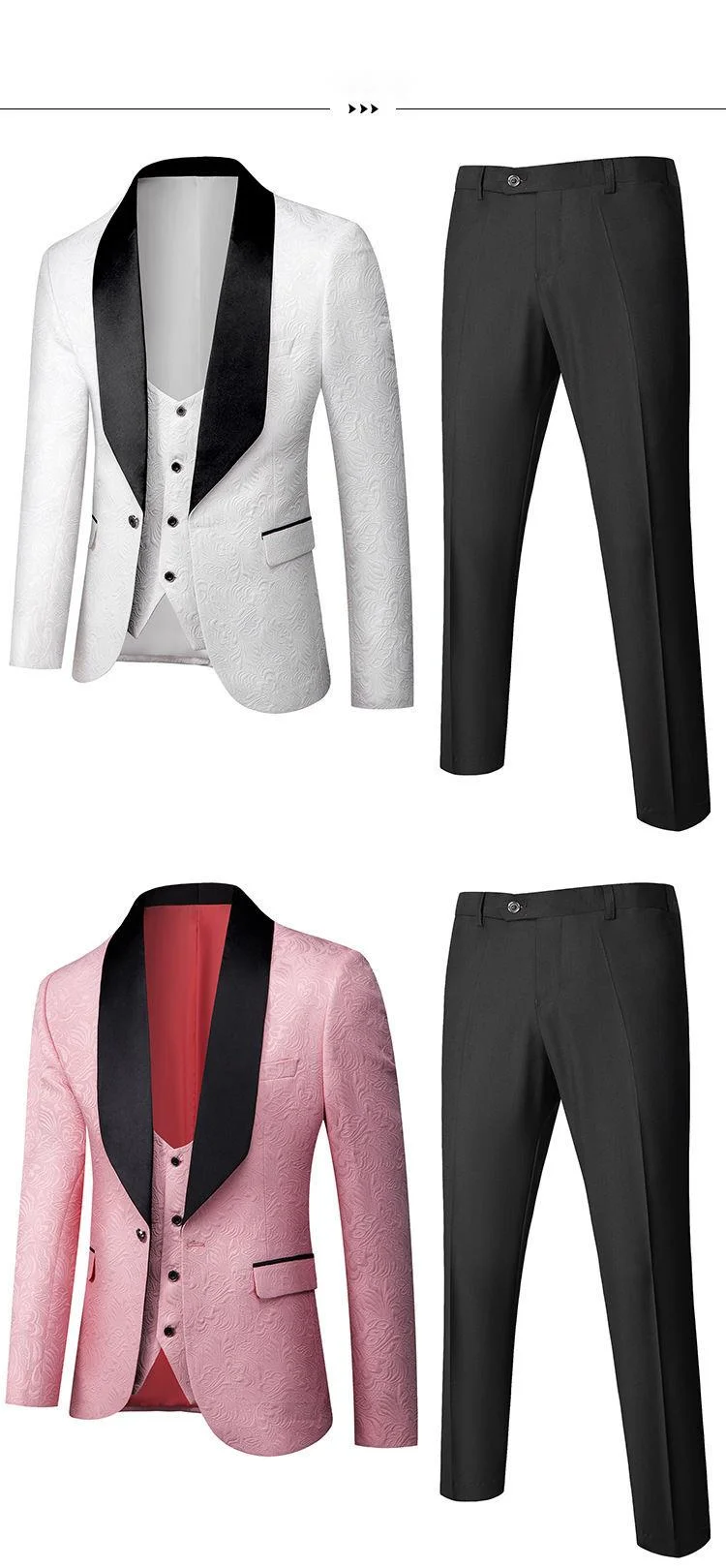 New Business Leisure for Men's Wedding and Groom Dress Hall Suit Three piece Set 3D_vogarts.com