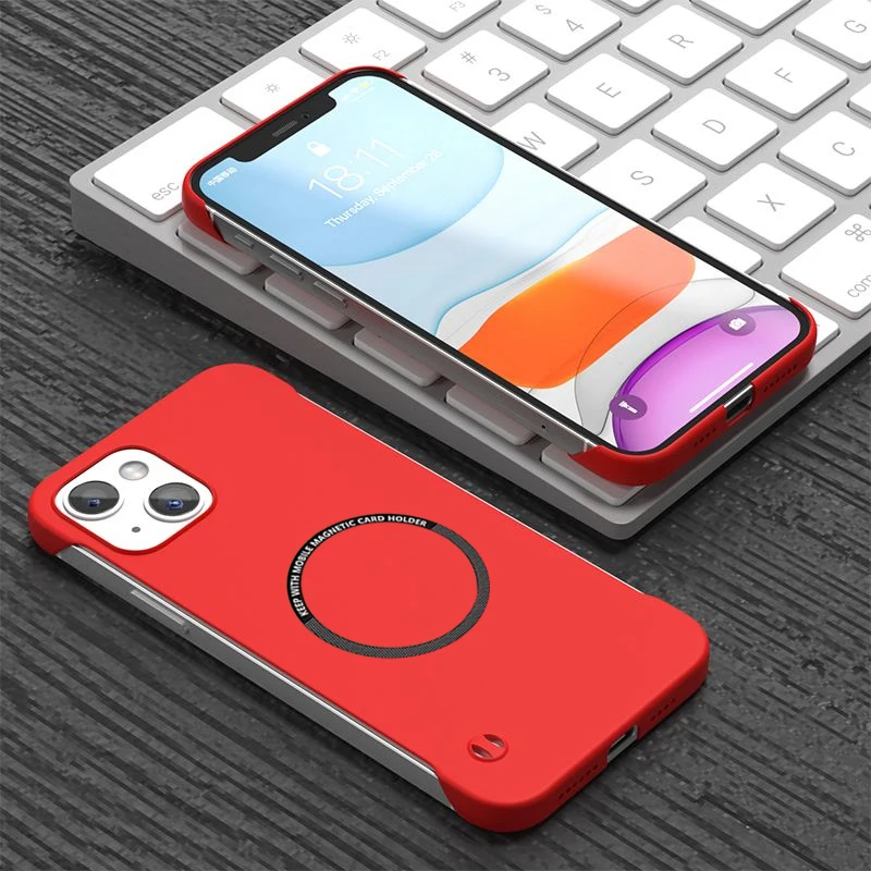 Funda de teléfono de PC dura sin marco con placa de hierro magnético para Magsafe iPhone 14 15 13 12 11 Pro Mini XR XS Max X 7 8 Plus_voghion.com