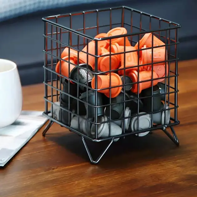 Kuuleyn Round Wire Coffee Pod Holder With Wooden Base - Large Capacity Capsule Storage For Keurig, Nespresso (Black) - View #4