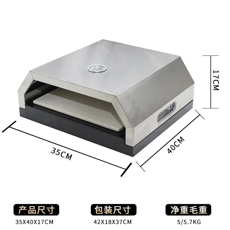Forno per pizza in stile americano Indicatore di temperatura portatile Griglia per pizza Forno per barbecue per pizza domestico in acciaio inossidabile