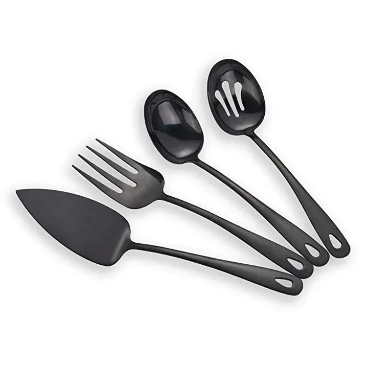 4pcs Stainless Steel Golden Tableware Suit Western Style Food Fork Spoon Cake Shovel Hotel Appliance Kitchen Utensils Tools