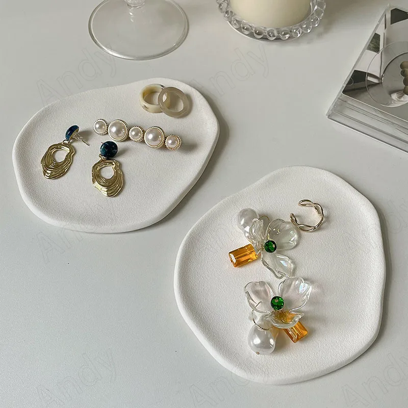 European Ceramic Storage Tray Modern Irregular Frosted Bedroom Jewelry Organizer Afternoon Tea Dessert Trays Home Decoration