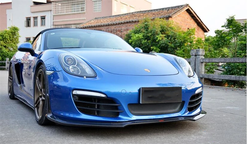 For Porsche Boxster 981 2013-2016 Real Carbon Fiber Front Lip Rear Diffuser Body Side Skirt Kit Vent Cover Trunk Spoiler Refits - - Racext 51