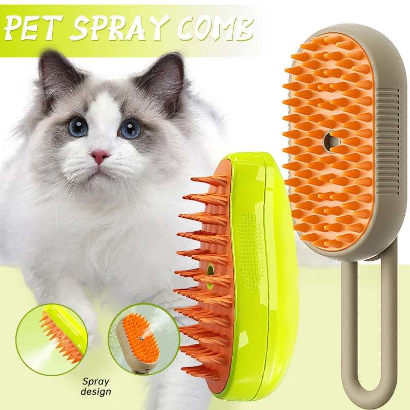 

Steamy Cat Brush Electric Spray Massage Comb Grooming Comb for Dogs Cats 3 in 1 Rechargeable Pets Hair Brushes Grooming Supplies