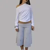 Capri Pants for Women Low Rise Fold Over Capri Yoga Pant Soft Comfy Flowy Wide Leg Capris Culottes Bottoms 1