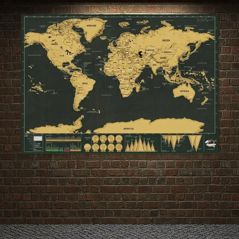 Dropshipping Deluxe World Scratch Maps Mappe Da Viaggio Personalizzate Mini Scratch Off Foil Layer Coating Maps Poster 58X83 Cm