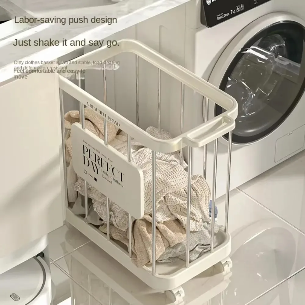 Laundry Basket Portability Clothes Organizer Box with Wheels Yoga Fitness Equipment Baskets Household Bathroom Storage Container