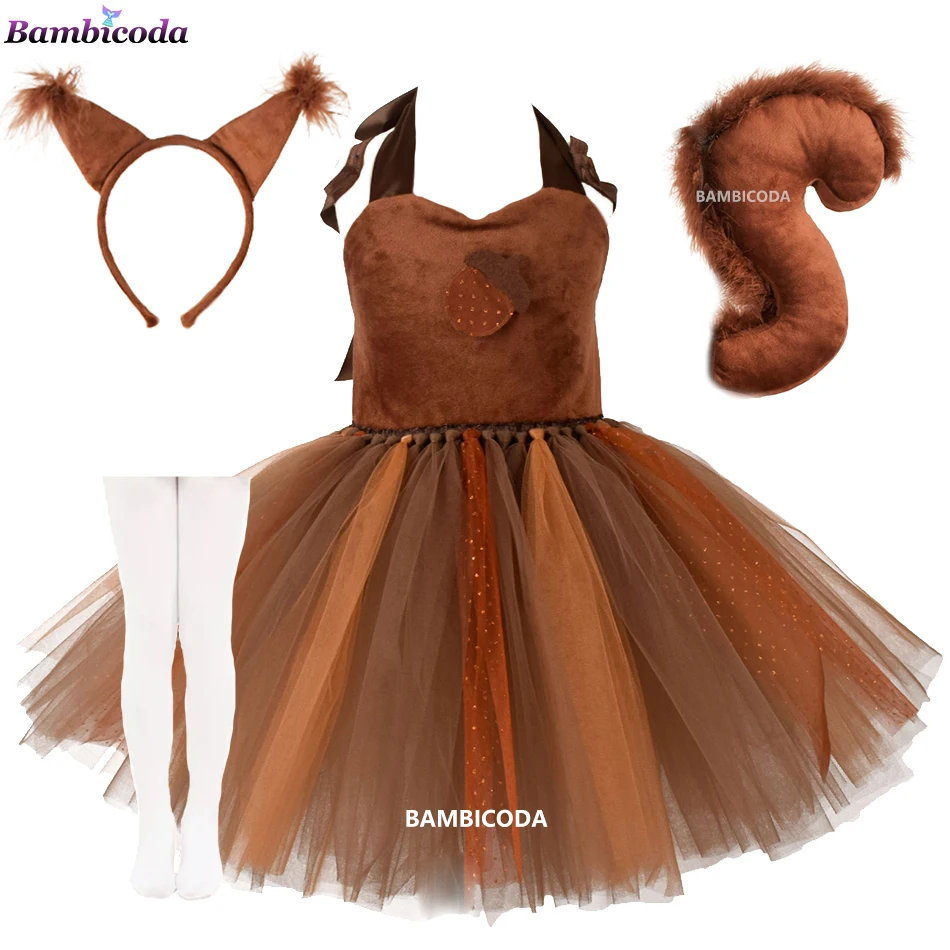 Костюм для косплея животных, анимационная белка для девочек, детское платье-пачка, детское платье на день рождения, искусственное платье на Рождество, день книжки Костюм для косплея животных, анимационная белка для девочек, детское платье-пачка, детское платье на день рождения, искусственное платье на Рождество, день книжки