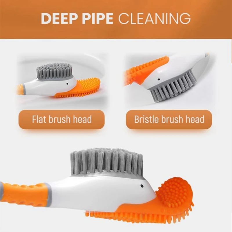 Creative Diving Cartoon Duck Silicone Toilet Brush Home Cleaning Kit With Base Bathroom Wall Mounted Toilet Brush 5