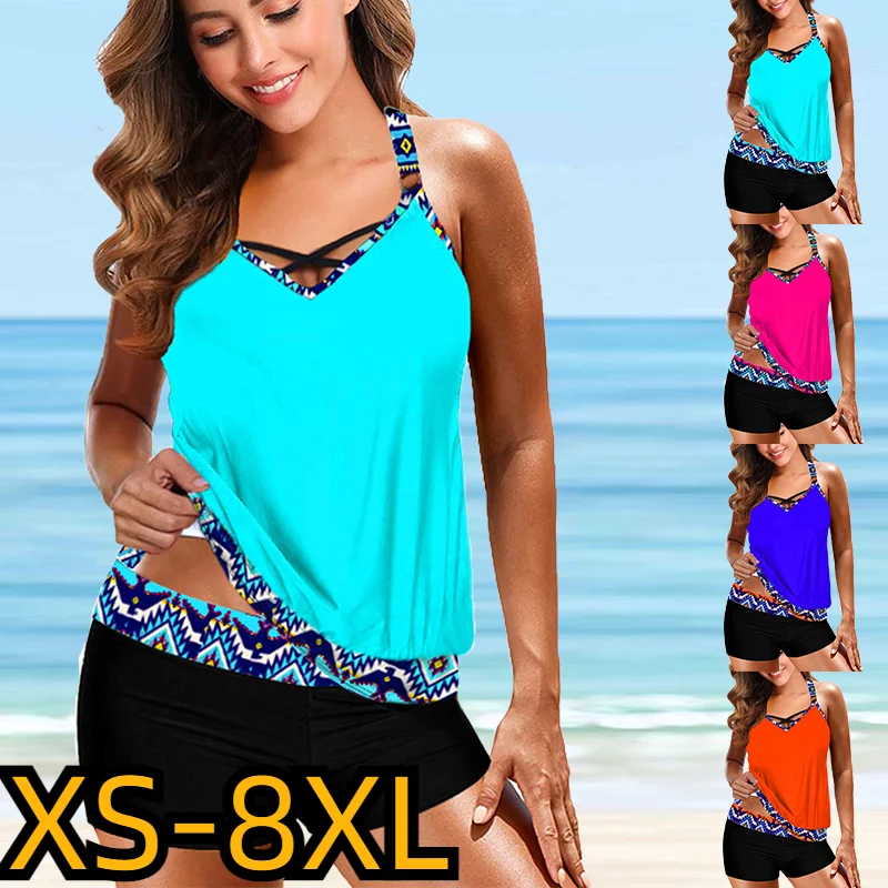 

Лето 2023, Женская трендовая пляжная одежда, купальник-монокини, купальный костюм, купальные костюмы из двух частей, свободные размеры, Танкини с принтом, танкини