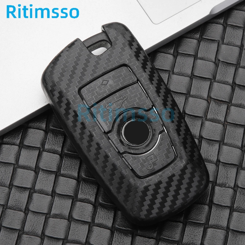 Key Case Cover Key Case Car Key Shell Remote Control Case Cover Carbon Fiber Car Key Fob Case Skin Cover BMW 3 4 5 Series 320i 530i 550i F20 F21 F30 F31 F25 F01 F02 Car Key Case