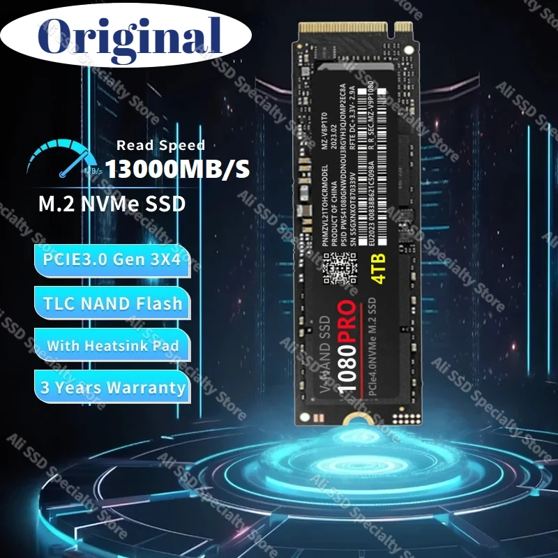 

Original M2 SSD NVMe 4TB 2TB 1TB Internal Solid State Hard Disk 7450MB/s PCIe 4.0x4 M.2 2280 SSD Drive for Laptop Desktop PS5