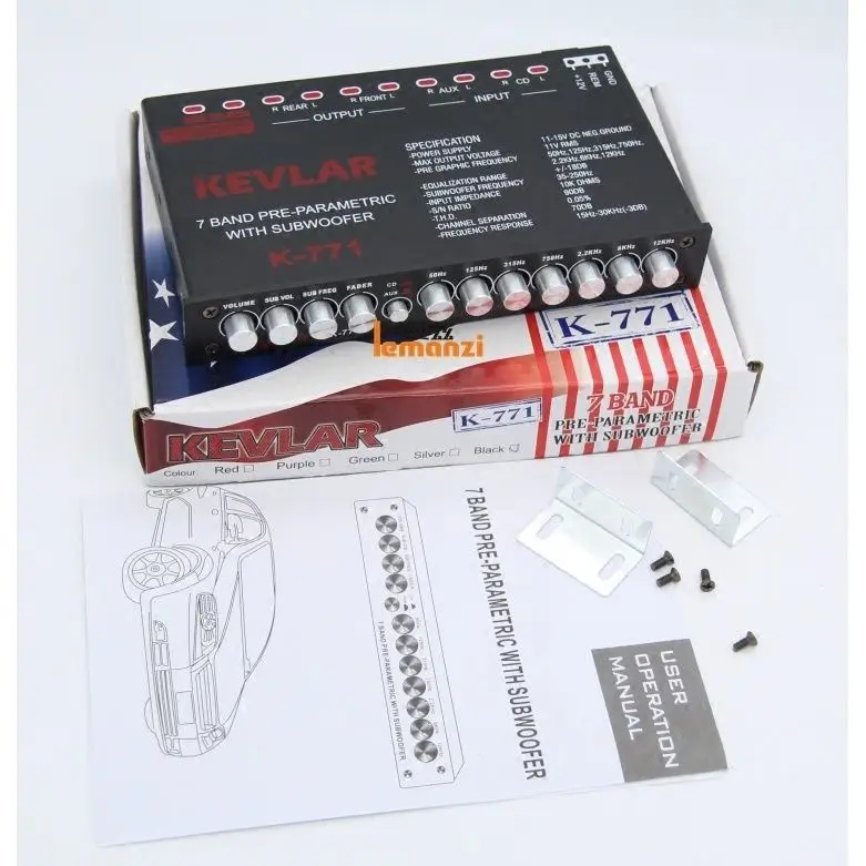 Auto Eq Equalizzatore 7 Band Pre-Parametrico Con Subwoofer Auto Audio Eq Messa A Punto Di Crossover Amplificatore Esterno Ingresso Aux K-771