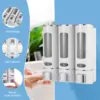 2/3 Heads Shower Soap Dispenser Wall Mounted Adhesive Bathroom Shampoo Handwashing Fluid Conditioner Storage Container 2
