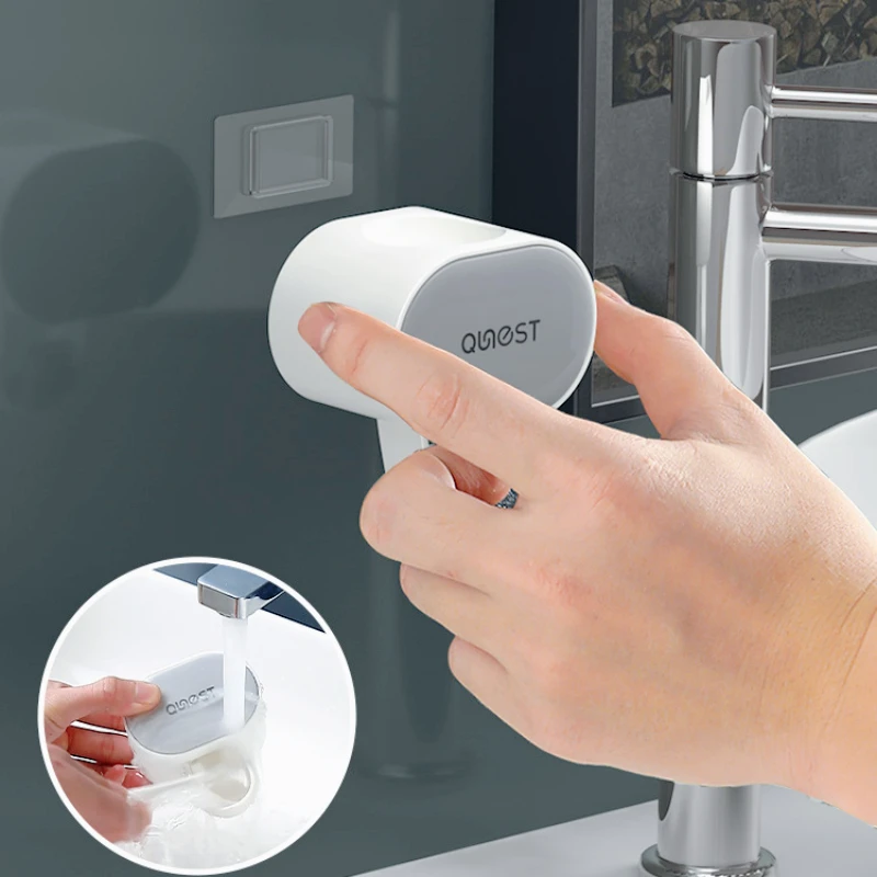 Adults&Children Automatic Dust-proof Toothpaste Dispenser Wall Mounted Stand Toothpaste Squeezer Holder Bathroom Accessories Set 4