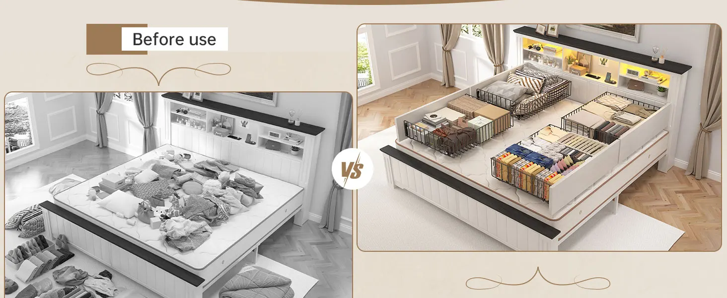 Queen Bed Frame with Storage