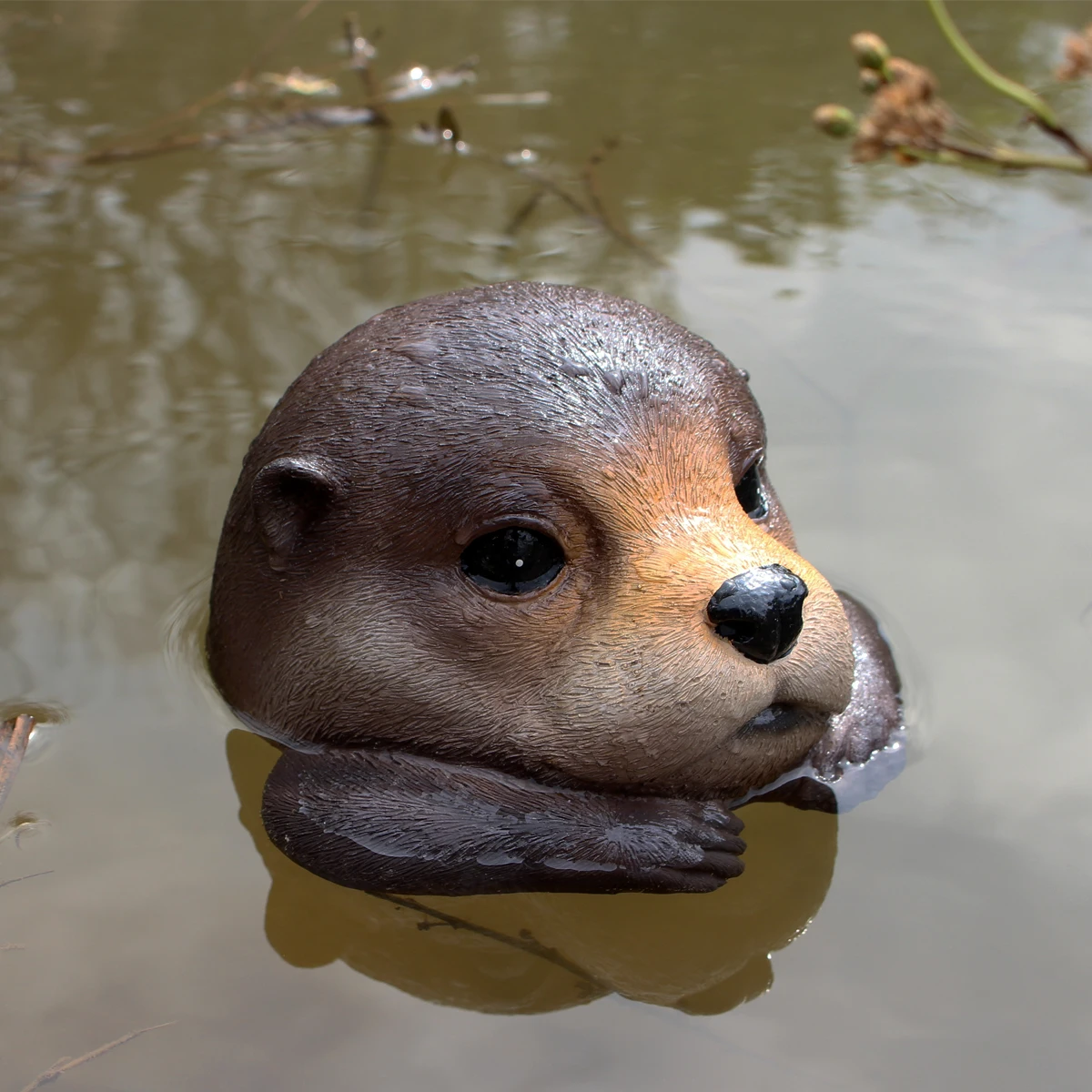 Floating Otter Head Pond Ornament - Creative Garden Decoration, Resin Craft