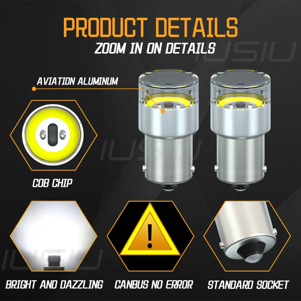 IUSIU Ʈ ÷ ڵ LED  ȣ  , Ʈκ P21W 1156 1157 T20 7443 7440 BAY15D BA15S R10W P21/5W W21W, 12V, 24V, 2 
