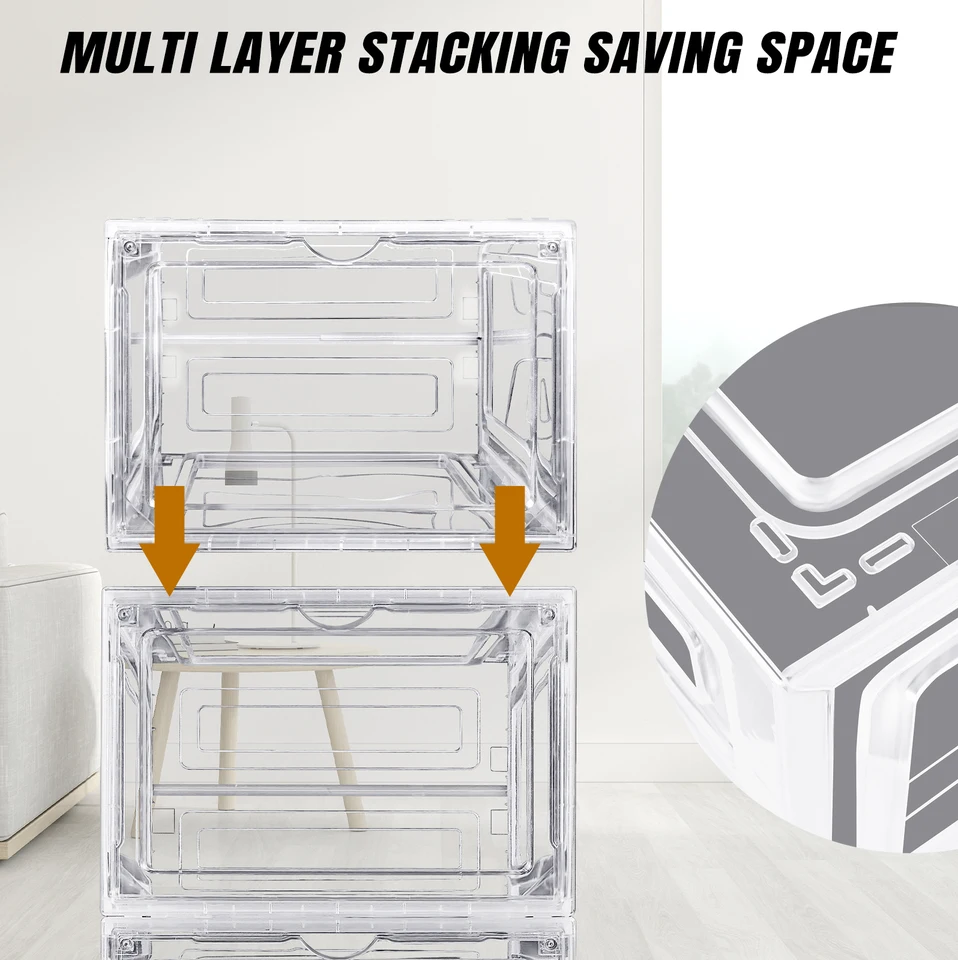 Transparent Stackable Shoe Storage Box Organizer