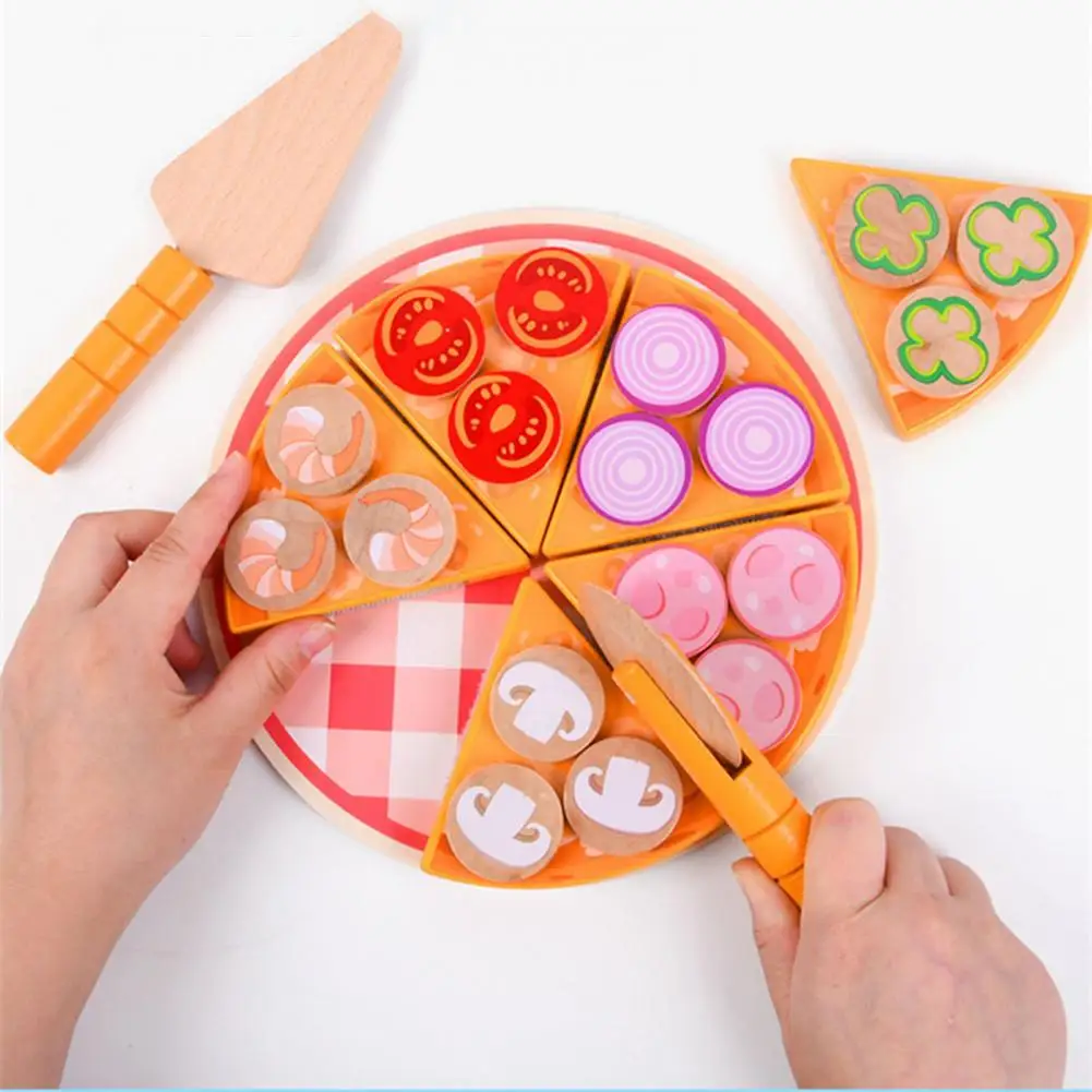 

Role Play Toys Simulated with Chassis Shovel Six Taste Combinations Enlightenment Wood Cutting Pizza Pretend Play Toys